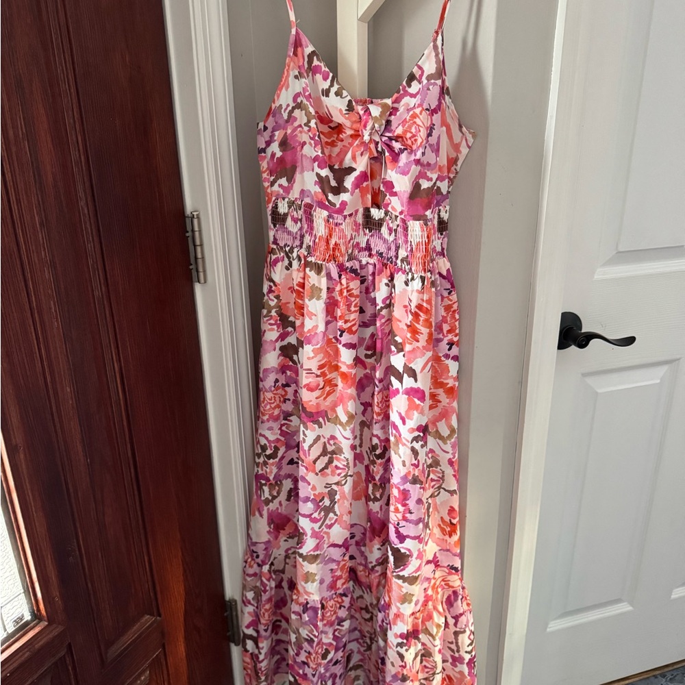 Grace Karin Floral Smocked Dress in Pink and Purple